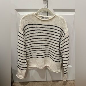 Zara Women’s Black Striped Knit Sweater Pullover